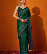green batik pure cotton bagru saree