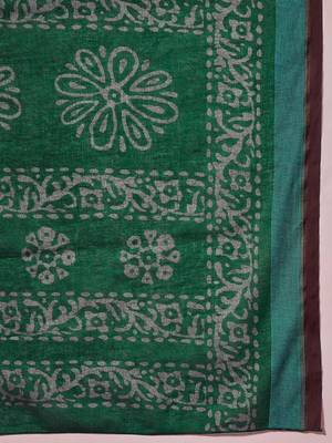 green batik pure cotton bagru saree 5