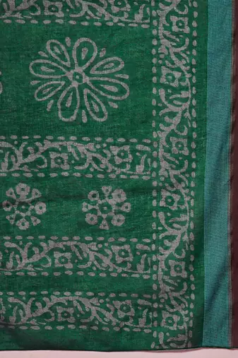 green batik pure cotton bagru saree