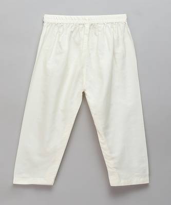 Off white woven cotton kurta set 4