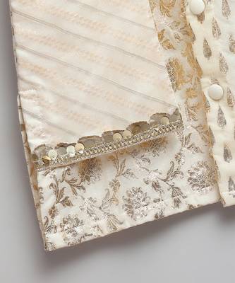 Off white woven cotton kurta set 5