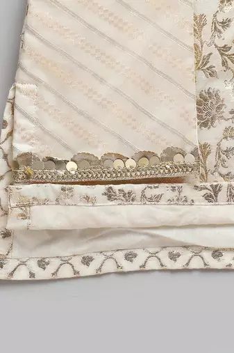 Off white woven cotton kurta set