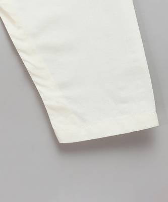 Off white woven cotton kurta set 7