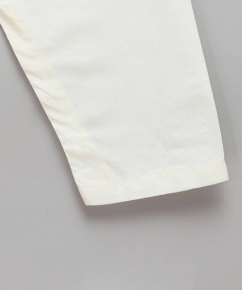 Off white woven cotton kurta set