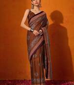 rust batik pure cotton bagru saree