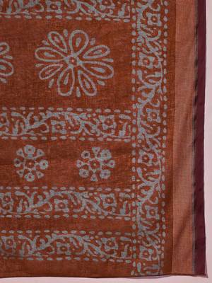 rust batik pure cotton bagru saree 4