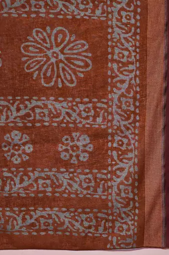 rust batik pure cotton bagru saree