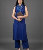 women shoulder strap straight kurta with trousers & dupatta