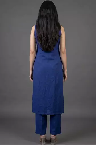 women shoulder strap straight kurta with trousers & dupatta