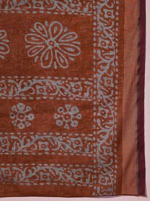 rust batik pure cotton bagru saree 5