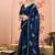 navy_blue embellished beads and stones pure chiffon saree