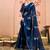 navy_blue embellished beads and stones pure chiffon saree