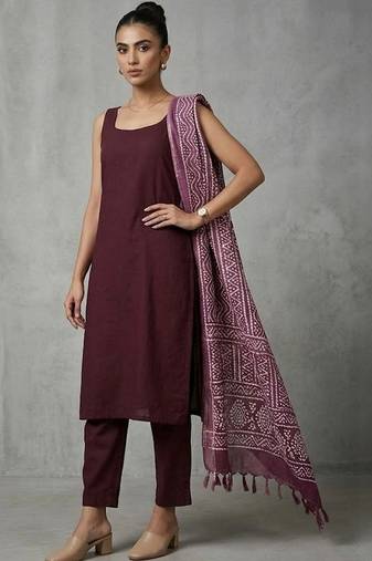 women ethnic motifs regular kurta with trousers & with dupatta