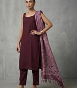 women ethnic motifs regular kurta with trousers & with dupatta