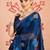 navy_blue embellished beads and stones pure chiffon saree