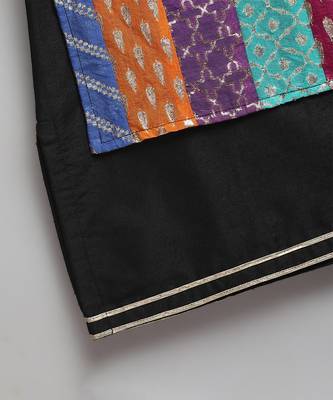 black printed cotton silk kurta set 5
