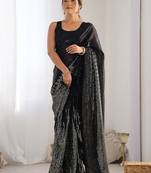 black embellished sequinned saree
