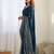 teal embellished sequinned designer saree