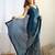 teal embellished sequinned designer saree