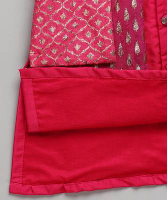 Pink embroidered cotton silk Men Kurta Set 6