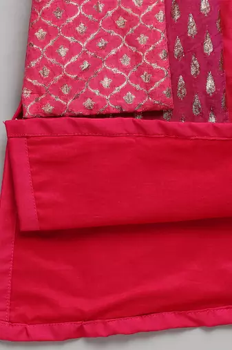 Pink embroidered cotton silk Men Kurta Set