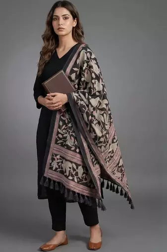women regular kurta with trousers & with dupatta