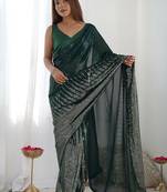 green sequinned embellished saree