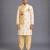Beige printed cotton silk Men Kurta Set