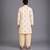 Beige printed cotton silk Men Kurta Set