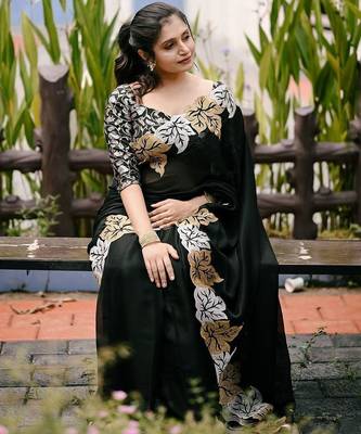 black floral embroidered saree 2