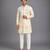 Beige printed cotton silk Men Kurta Set