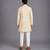 Beige printed cotton silk Men Kurta Set