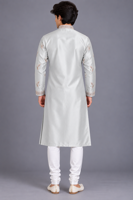 Ornate floral grey kurta set 2
