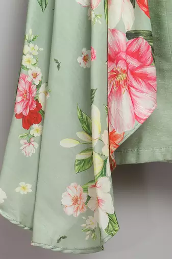 mint green cotton silk pleated side dupatta men kurta set