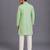 mint green cotton silk pleated side dupatta men kurta set