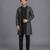 Black printed cotton silk Men Kurta Set