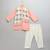 Peach printed cotton silk Men Kurta Set