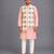 Peach printed cotton silk Men Kurta Set