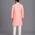 Peach printed cotton silk Men Kurta Set
