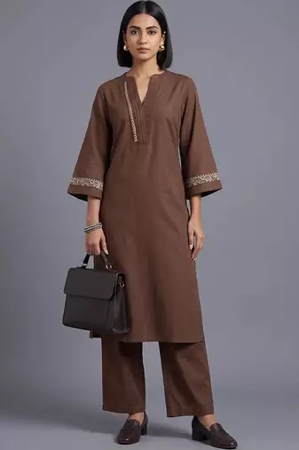 women embroidered regular thread work kurta with palazzos
