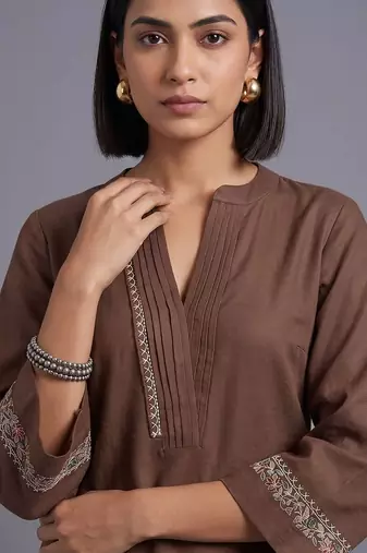 women embroidered regular thread work kurta with palazzos