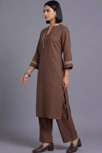 women embroidered regular thread work kurta with palazzos