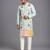 Mint green printed cotton silk Men Kurta Set