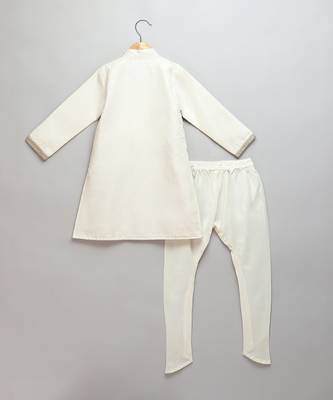 Ivory embroidered cotton silk Men Bandhgala and Pant 2