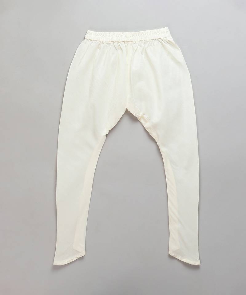 Ivory embroidered cotton silk Men Bandhgala and Pant