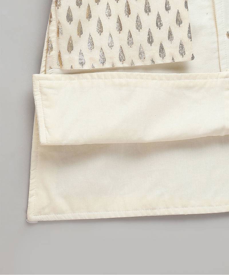 Ivory embroidered cotton silk Men Bandhgala and Pant