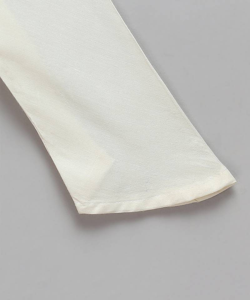 Ivory embroidered cotton silk Men Bandhgala and Pant