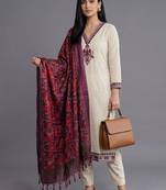 women ethnic motifs embroidered regular thread work kurta with trousers & with dupatta