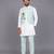 Ivory blue printed cotton Men Kurta Set