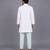 Ivory blue printed cotton Men Kurta Set